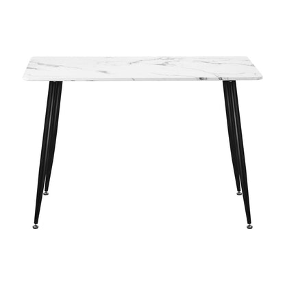 Oikiture 120cm Dining Table Rectangle Wooden Table With Marble Effect Metal Legs-Dining Table-PEROZ Accessories