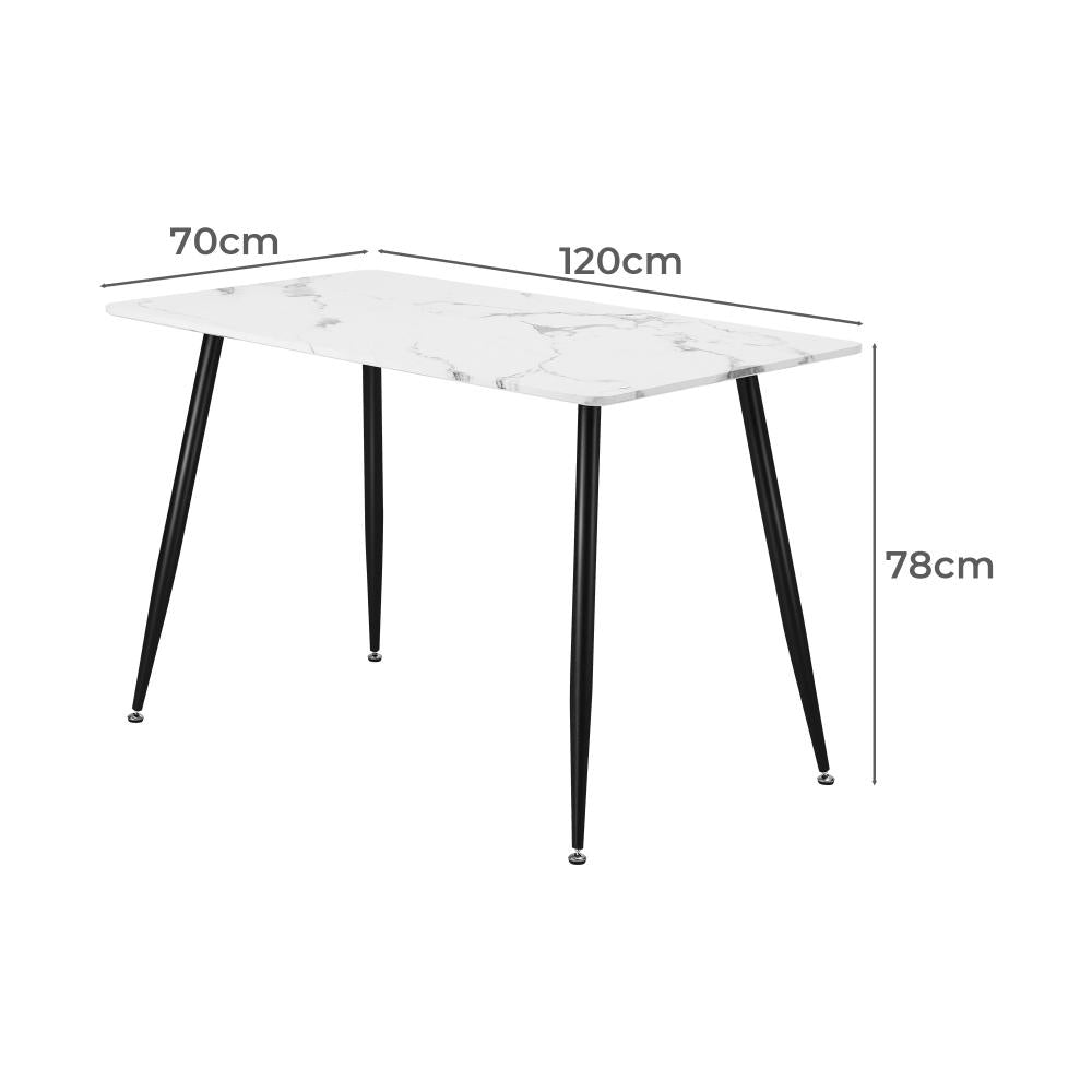 Oikiture 120cm Dining Table Rectangle Wooden Table With Marble Effect Metal Legs-Dining Table-PEROZ Accessories