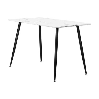 Oikiture 120cm Dining Table Rectangle Wooden Table With Marble Effect Metal Legs-Dining Table-PEROZ Accessories