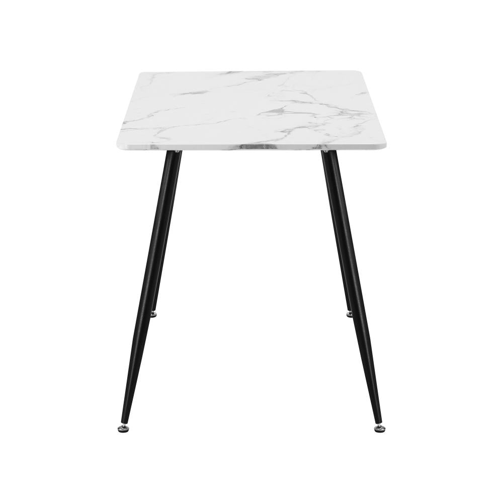 Oikiture 120cm Dining Table Rectangle Wooden Table With Marble Effect Metal Legs-Dining Table-PEROZ Accessories