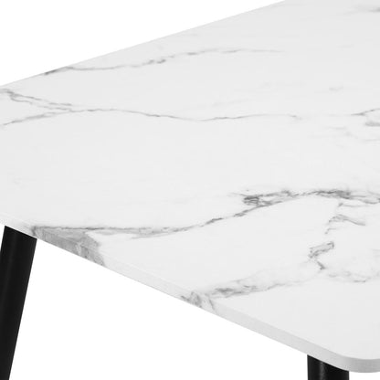 Oikiture 120cm Dining Table Rectangle Wooden Table With Marble Effect Metal Legs-Dining Table-PEROZ Accessories