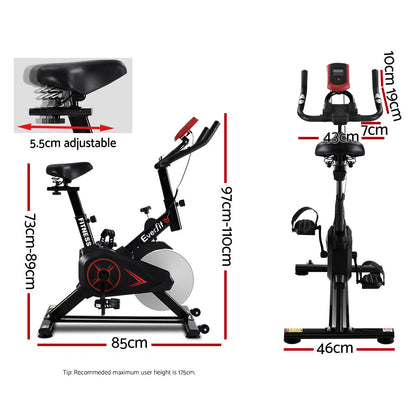 Everfit Spin Bike Exercise Bike Flywheel Cycling Home Gym Fitness Machine-Sports &amp; Fitness &gt; Exercise, Gym &amp; Fitness &gt; Exercise Bikes-PEROZ Accessories