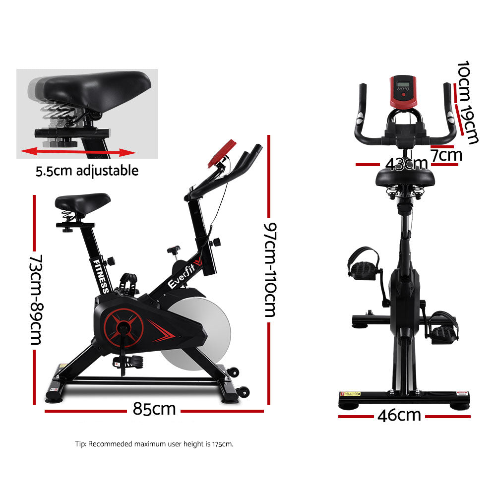 Everfit Spin Bike Exercise Bike Flywheel Cycling Home Gym Fitness Adjustable-Sports &amp; Fitness &gt; Bikes &amp; Accessories-PEROZ Accessories