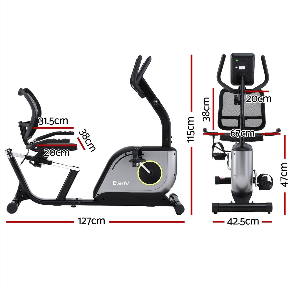 Everfit Recumbent Exercise Bike Magnetic Cycling Mesh Chair 120kg Loading-Sports &amp; Fitness &gt; Exercise, Gym &amp; Fitness &gt; Exercise Bikes-PEROZ Accessories