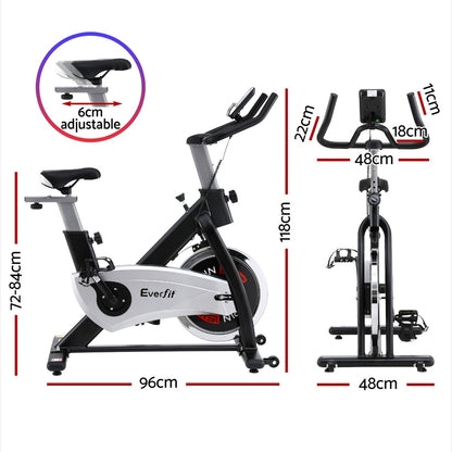 15kg Flywheel Spin Bike Everfit Exercise Bike Home Gym Fitness 120KG Capacity-Sports &amp; Fitness &gt; Exercise, Gym &amp; Fitness &gt; Exercise Bikes-PEROZ Accessories