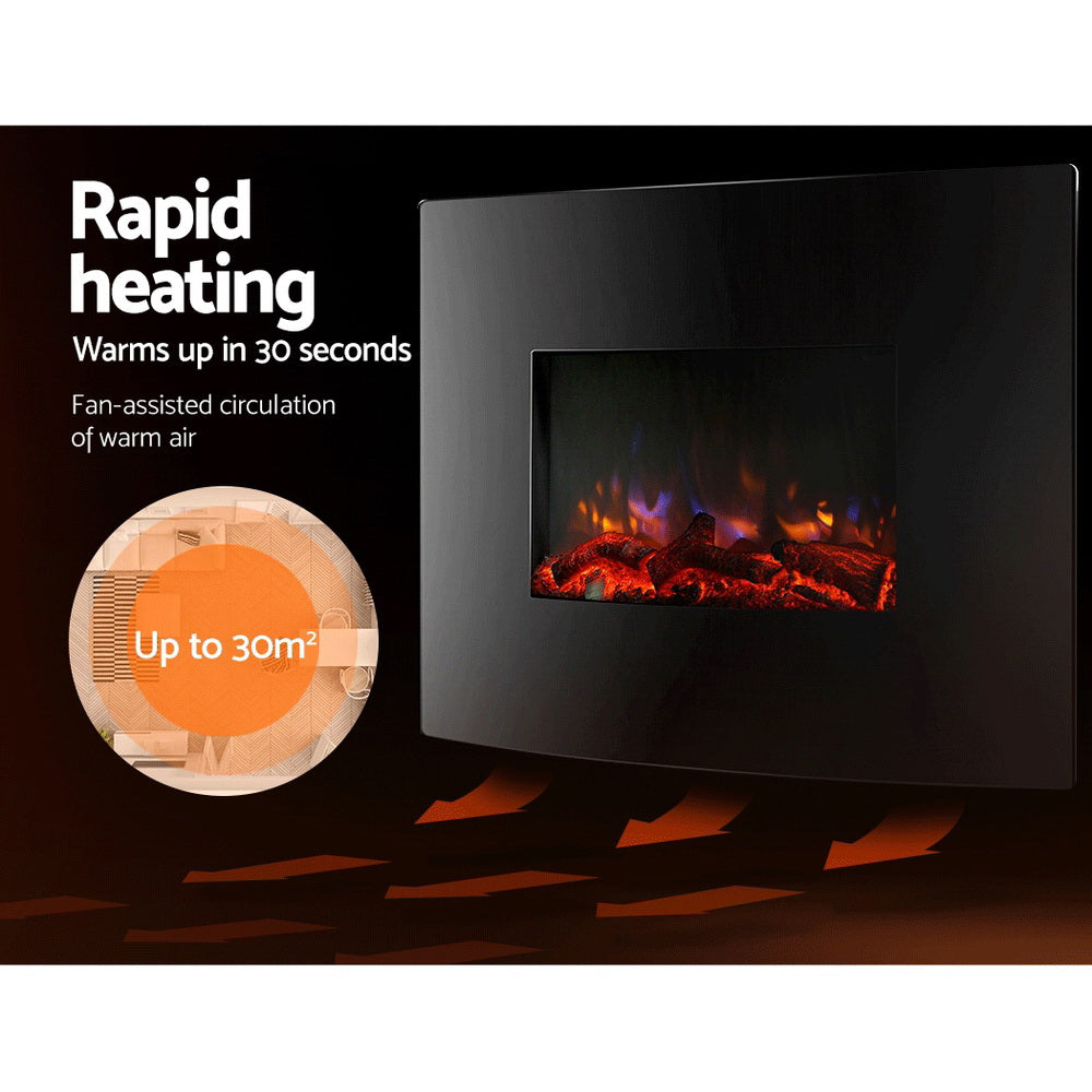 Devanti Electric Fireplace Fire Heater 2000W-Heaters-PEROZ Accessories