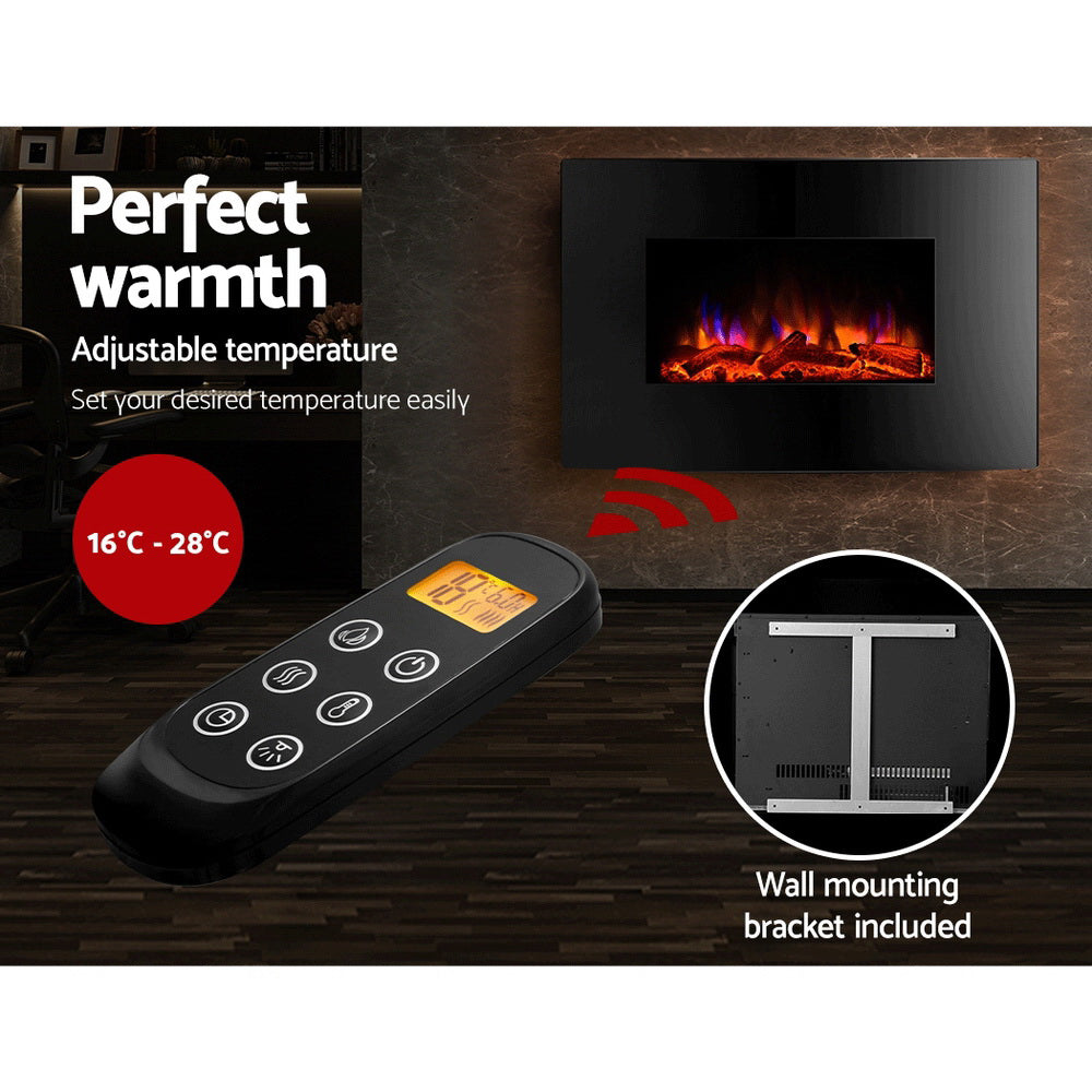 Devanti Electric Fireplace Fire Heater 2000W-Heaters-PEROZ Accessories