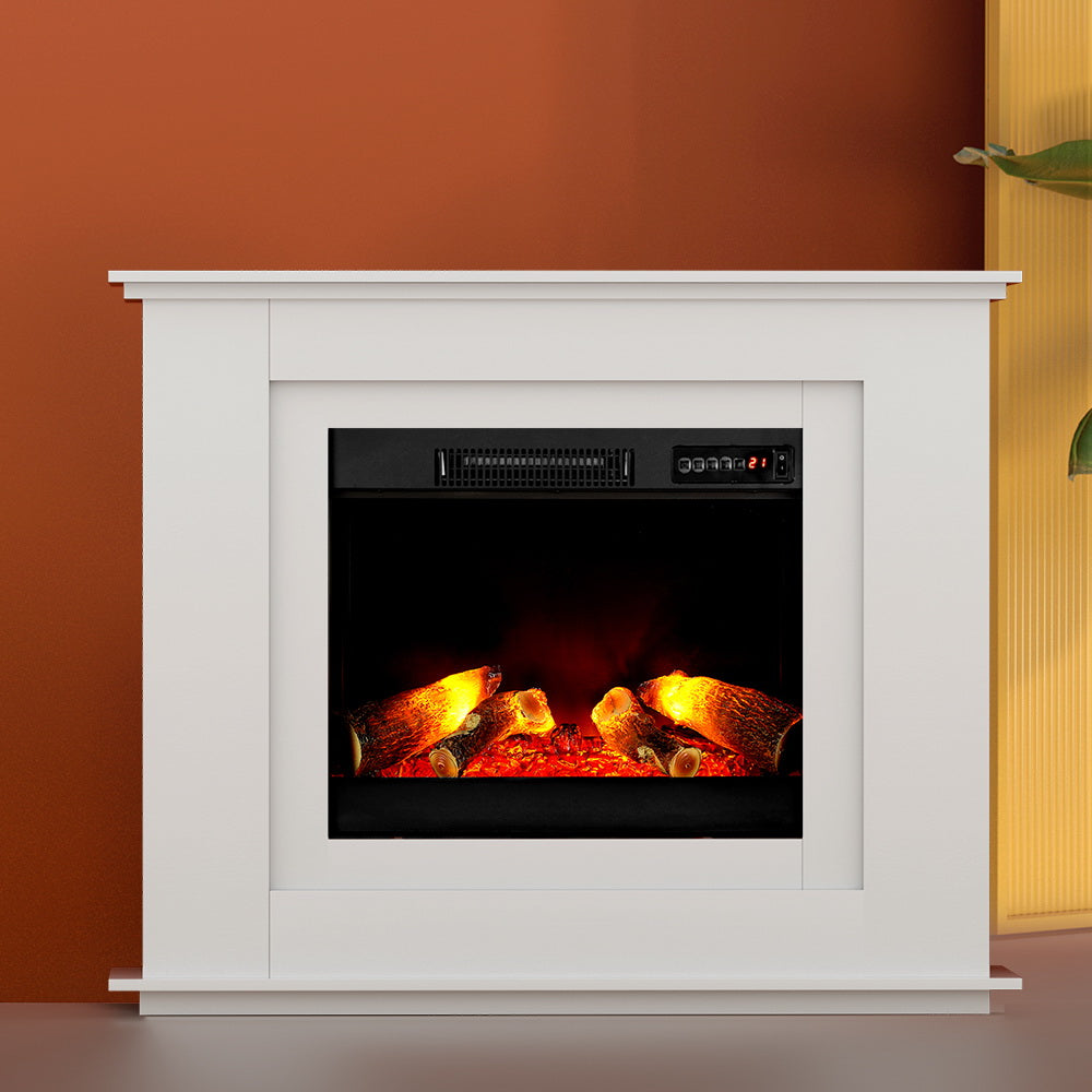 Devanti Electric Fireplace Fire Heater 2000W White-Heaters-PEROZ Accessories