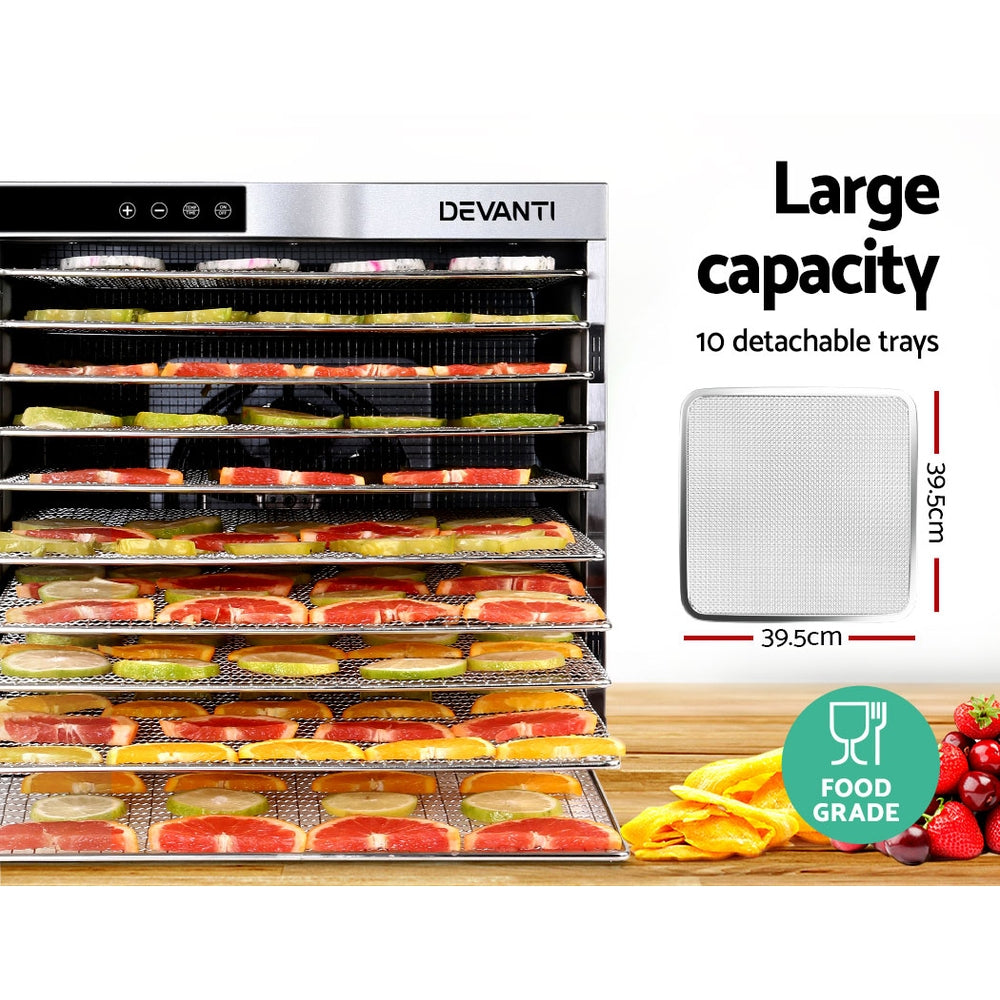 Devanti 10 Trays Food Dehydrator Stainless Steel Tray-Food Dehydrators-PEROZ Accessories