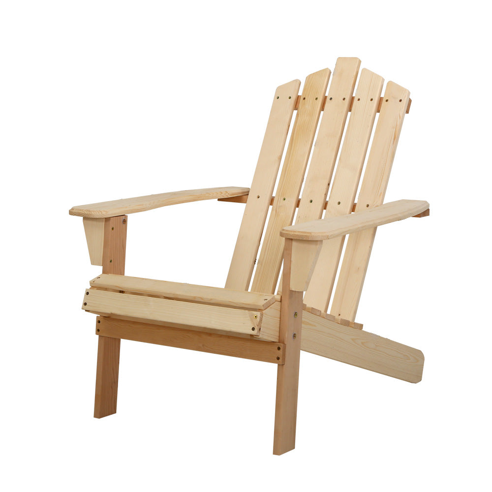 Gardeon Adirondack Outdoor Chairs Wooden Beach Chair Patio Furniture Garden Natural-Outdoor Chairs-PEROZ Accessories