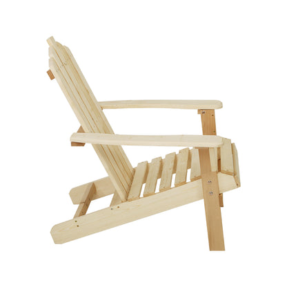 Gardeon Adirondack Outdoor Chairs Wooden Beach Chair Patio Furniture Garden Natural-Outdoor Chairs-PEROZ Accessories