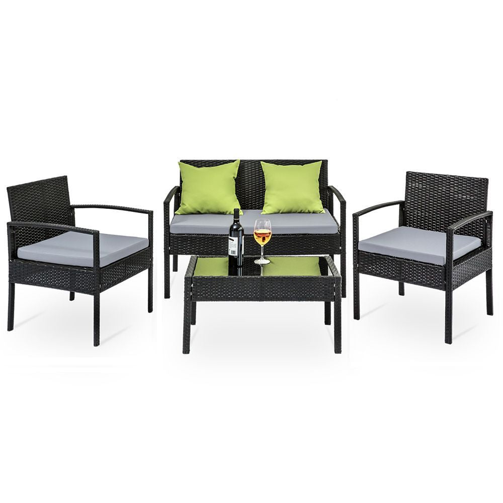 Gardeon Outdoor Sofa Set Wicker Lounge Setting Table and Chairs Patio Furniture-Furniture &gt; Outdoor-PEROZ Accessories