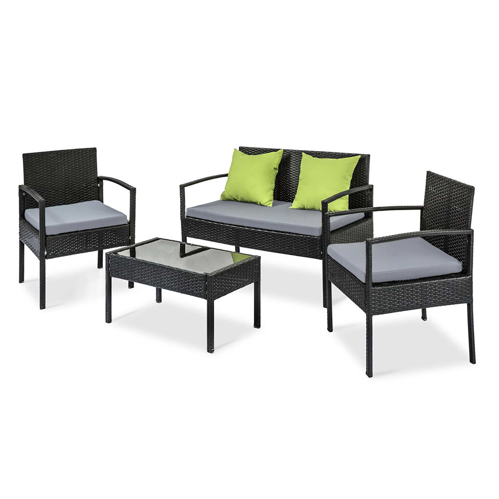 Gardeon Outdoor Sofa Set Wicker Lounge Setting Table and Chairs Patio Furniture-Furniture &gt; Outdoor-PEROZ Accessories