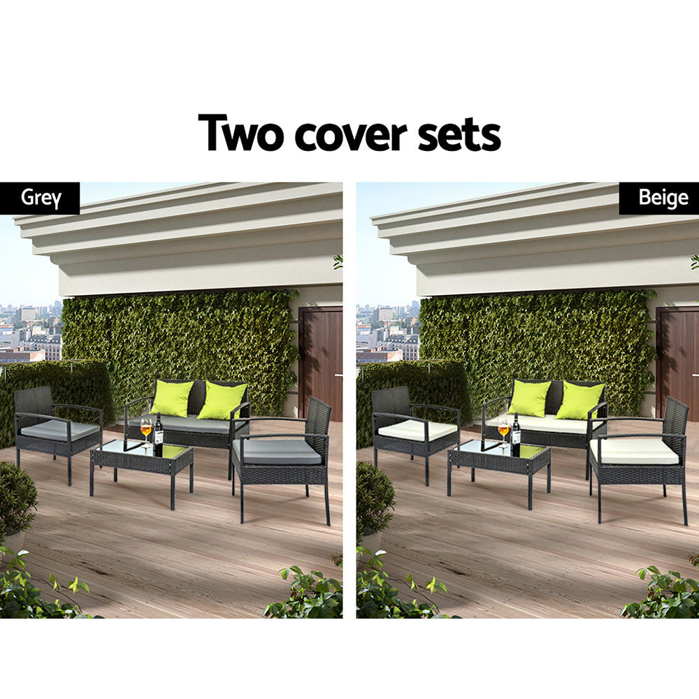 Gardeon Outdoor Sofa Set Wicker Lounge Setting Table and Chairs Patio Furniture-Furniture &gt; Outdoor-PEROZ Accessories