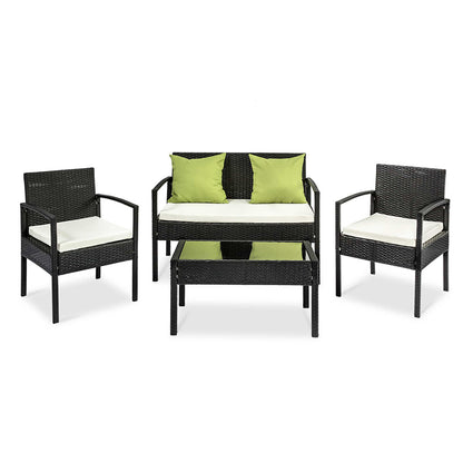 Gardeon Outdoor Sofa Set Wicker Lounge Setting Table and Chairs Patio Furniture-Furniture &gt; Outdoor-PEROZ Accessories