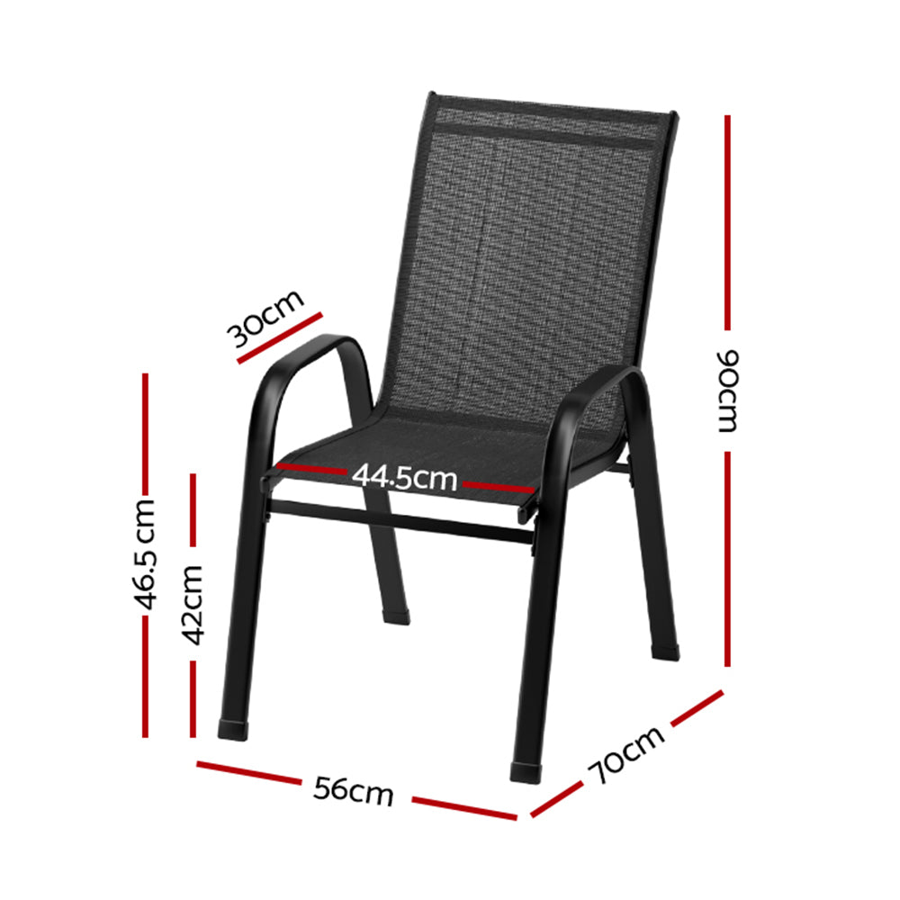 Gardeon 6PC Outdoor Dining Chairs Stackable Lounge Chair Patio Furniture Black-Dining Chairs-PEROZ Accessories