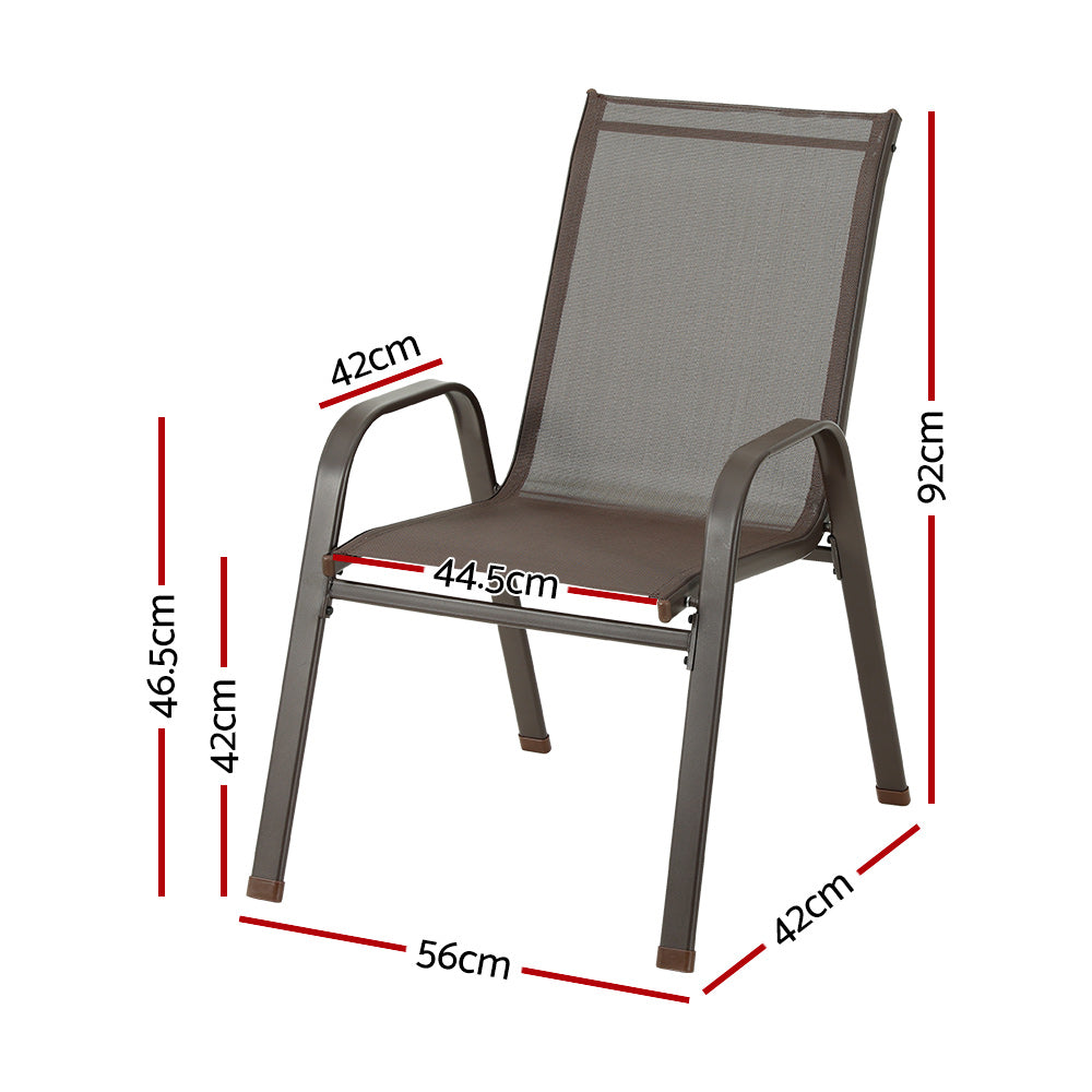 Gardeon 6PC Outdoor Dining Chairs Stackable Lounge Chair Patio Furniture Brown-Dining Chairs-PEROZ Accessories