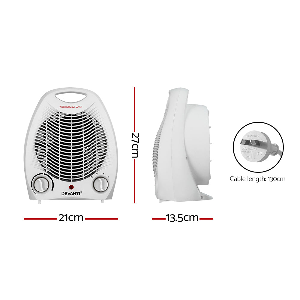 Devanti Electric Fan Heater 2000W-Heaters-PEROZ Accessories