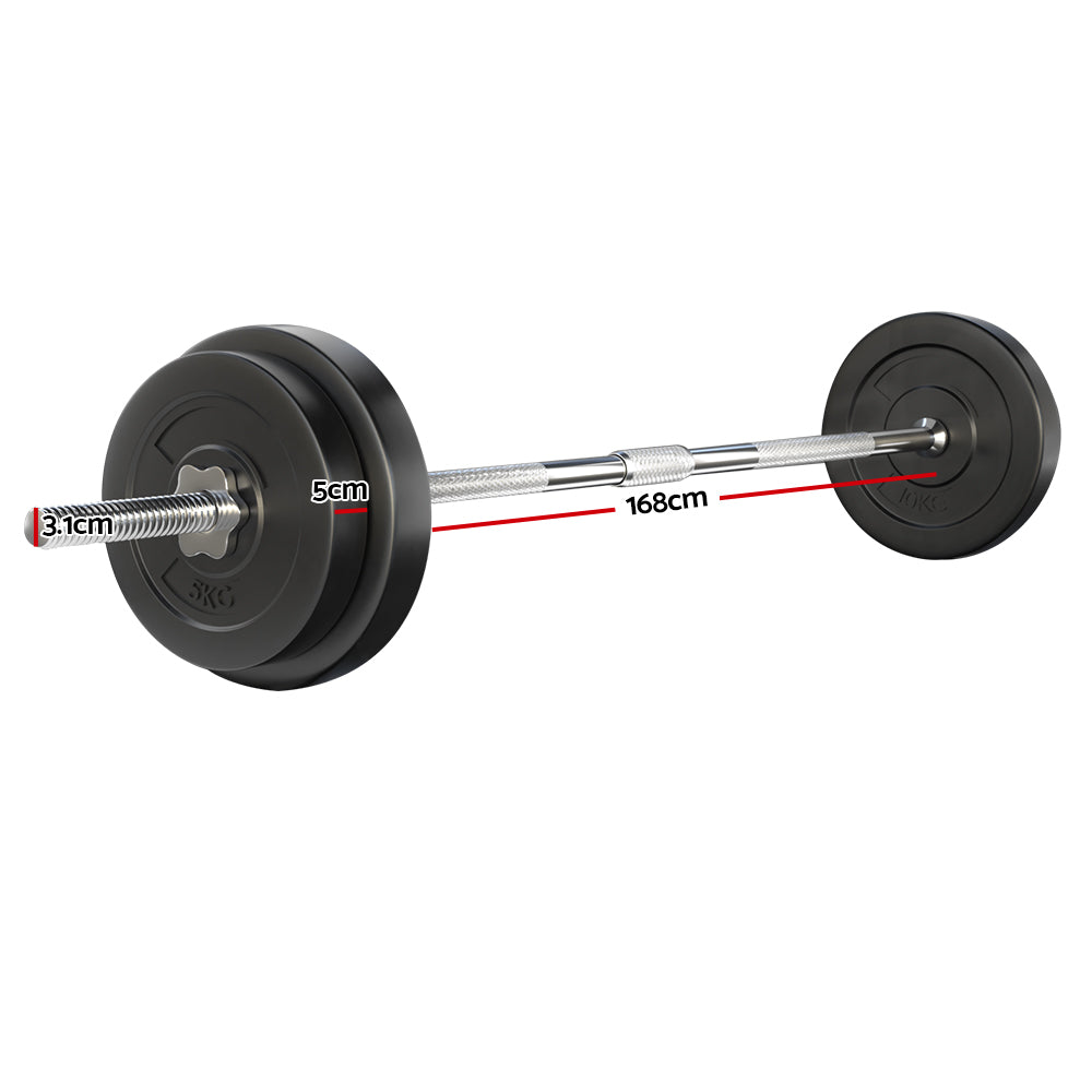 Everfit 38kg Barbell Set Weight Plates Bar Lifting Bench 168cm-Sports &amp; Fitness &gt; Exercise, Gym &amp; Fitness &gt; Exercise Benches-PEROZ Accessories