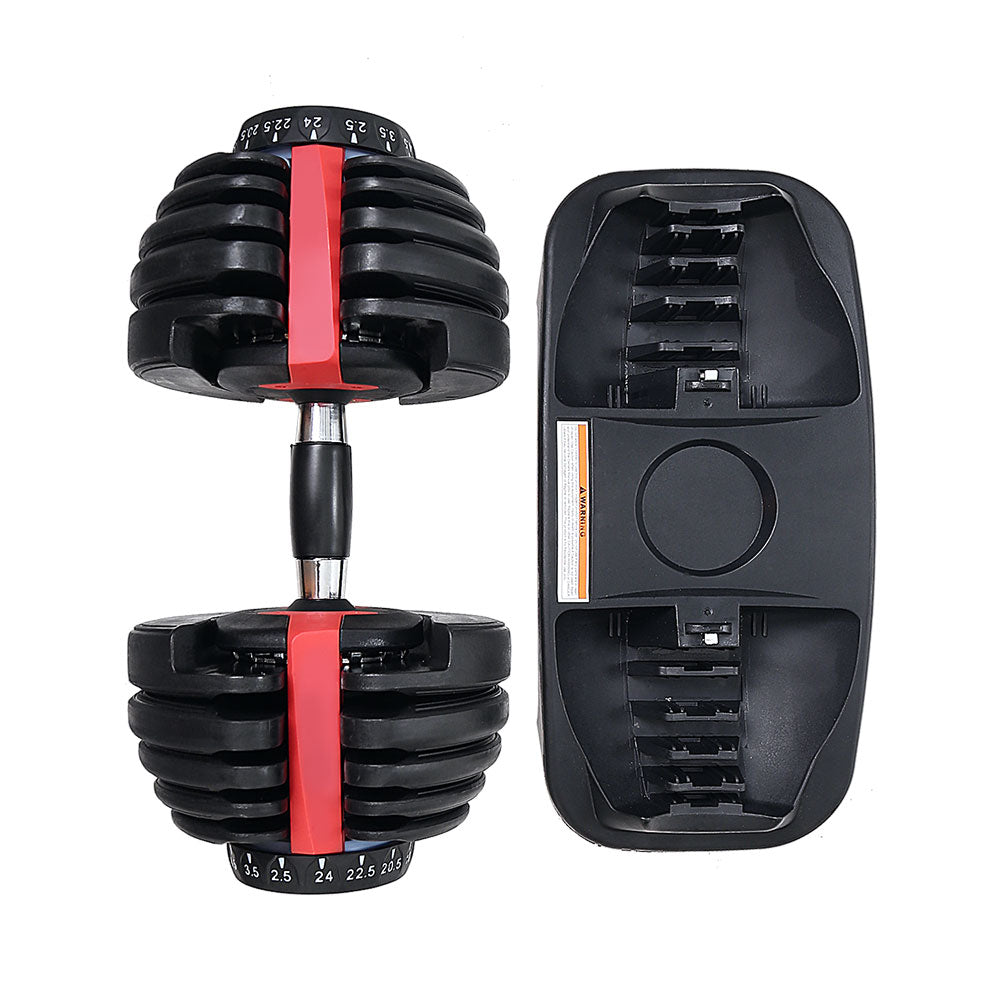 Everfit 24kg Dumbbells Adjustable Dumbbell Weight Plates Home Gym 2pcs-Sports &amp; Fitness &gt; Exercise, Gym &amp; Fitness &gt; Free Weights-PEROZ Accessories