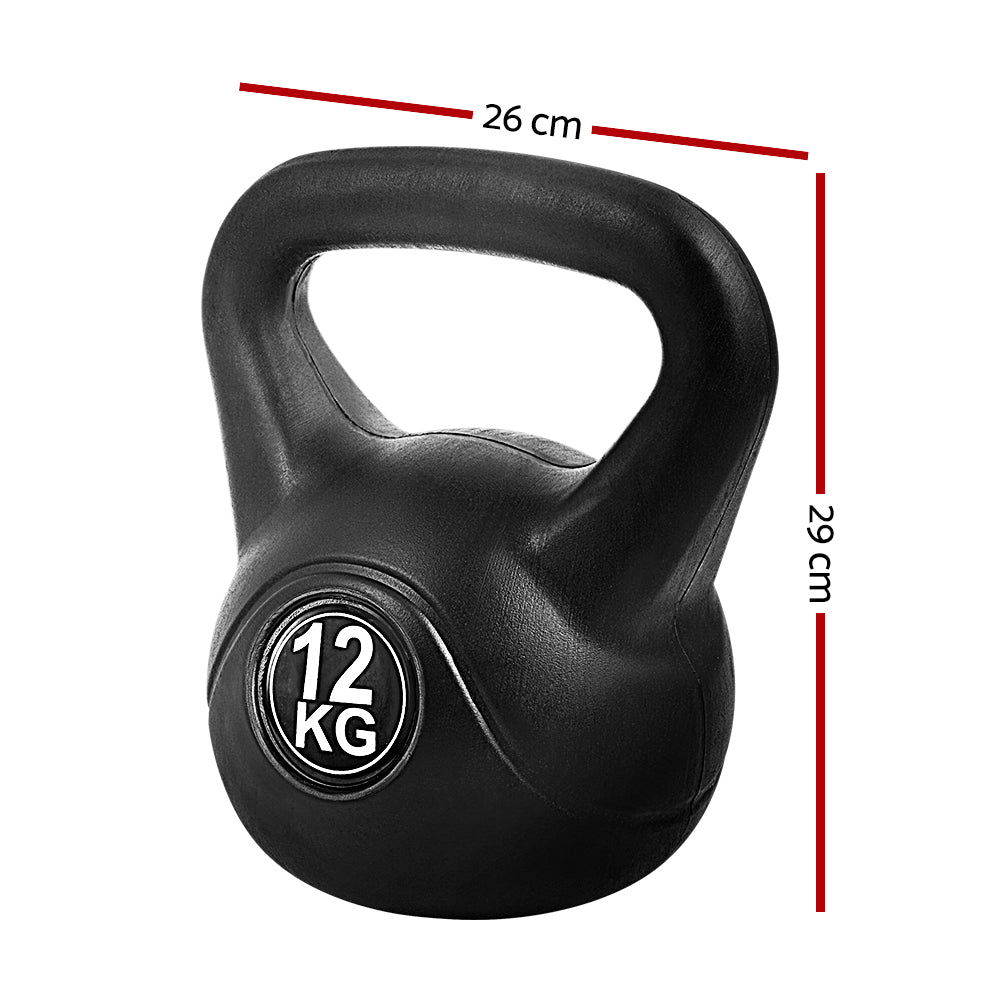 Everfit 12kg Kettlebell Set Weight Lifting Bench Dumbbells Kettle Bell Gym Home-Sports &amp; Fitness &gt; Exercise, Gym &amp; Fitness &gt; Weightlifting Machines &amp; Racks-PEROZ Accessories