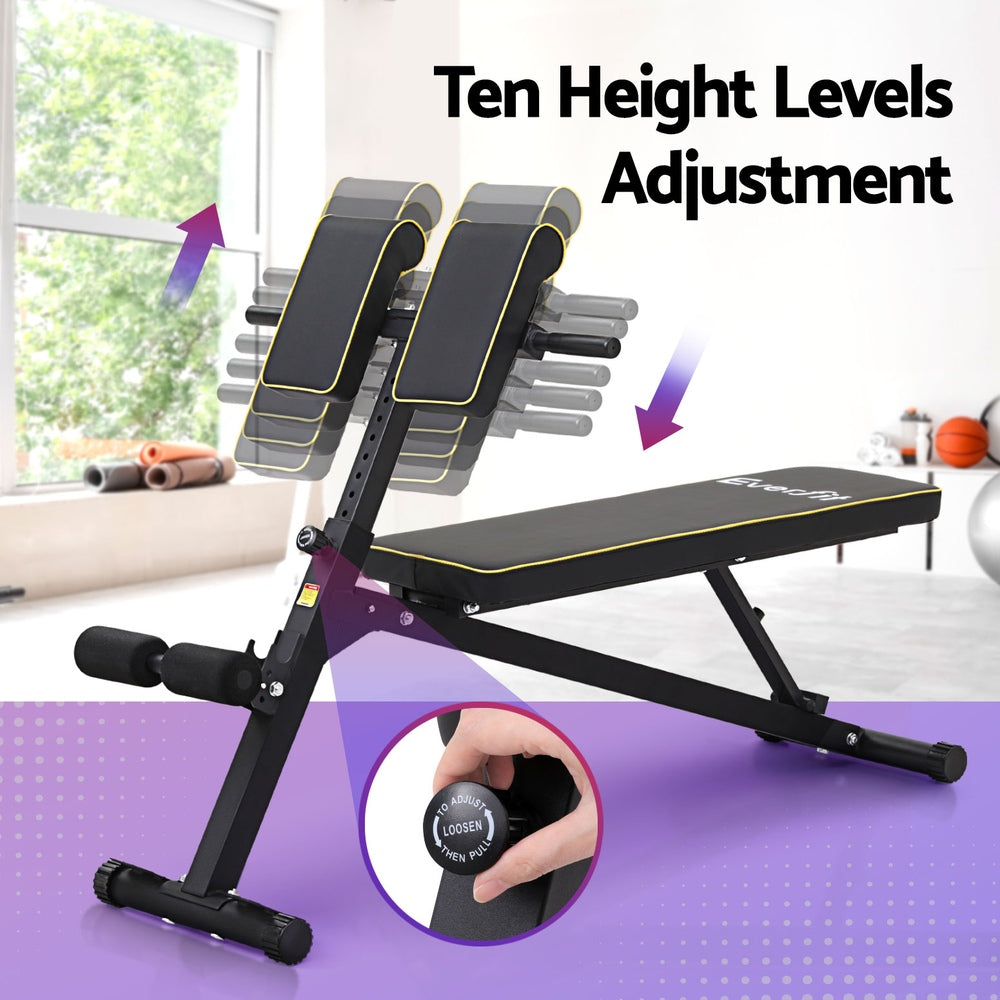 Everfit Roman Chair Adjustable Weight Bench Strength Training Preacher Curls-Sports &amp; Fitness &gt; Exercise, Gym &amp; Fitness &gt; Exercise Benches-PEROZ Accessories