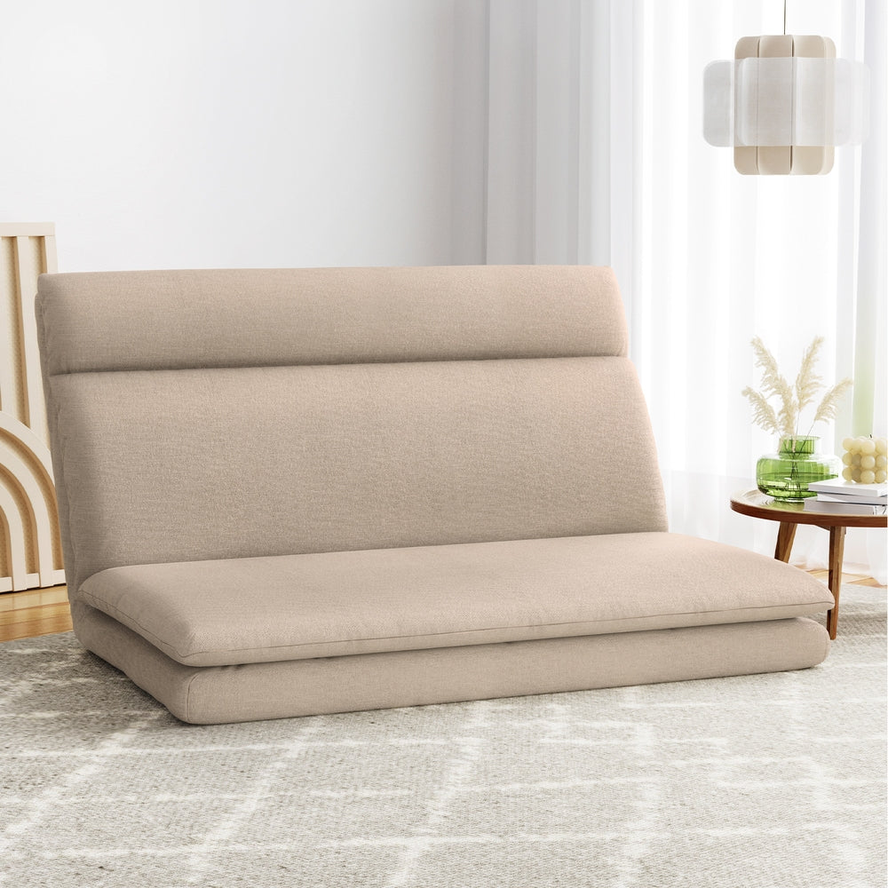 Artiss Floor Lounge Sofa Bed 2 Seater Linen Beige-Furniture &gt; Living Room-PEROZ Accessories