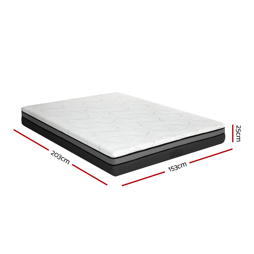 Giselle Bedding Memory Foam Mattress Bed Cool Gel Non Spring 25cm Queen-Mattresses-PEROZ Accessories