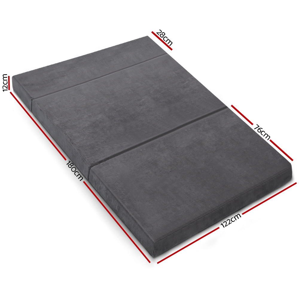 Giselle Bedding Foldable Mattress Folding Foam Bed Mat Double Grey-Mattress-PEROZ Accessories