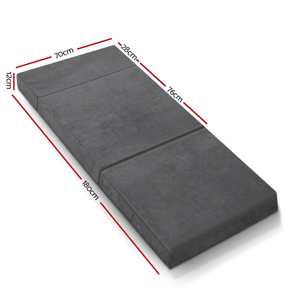 Giselle Bedding Foldable Mattress Folding Foam Bed Mat Single Grey-Mattress-PEROZ Accessories