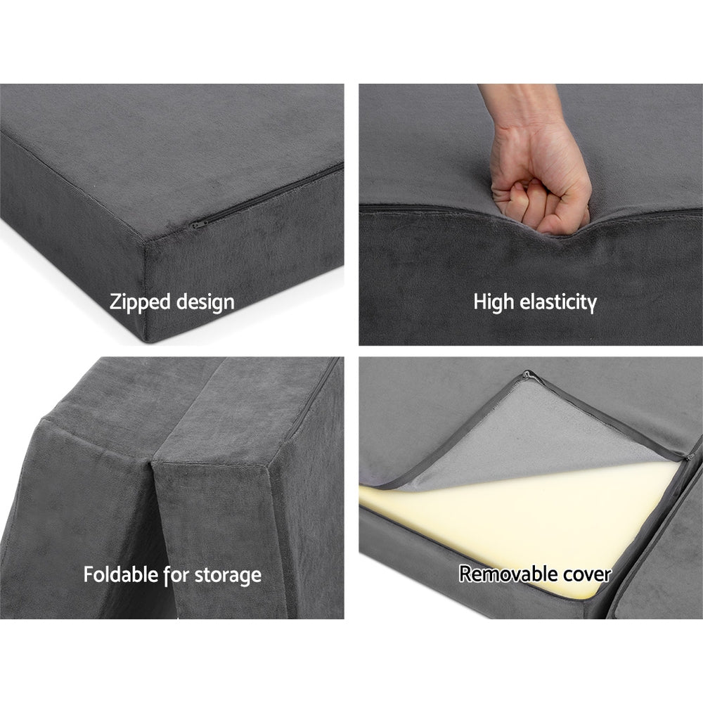 Giselle Bedding Foldable Mattress Folding Foam Bed Mat Single Grey-Mattress-PEROZ Accessories