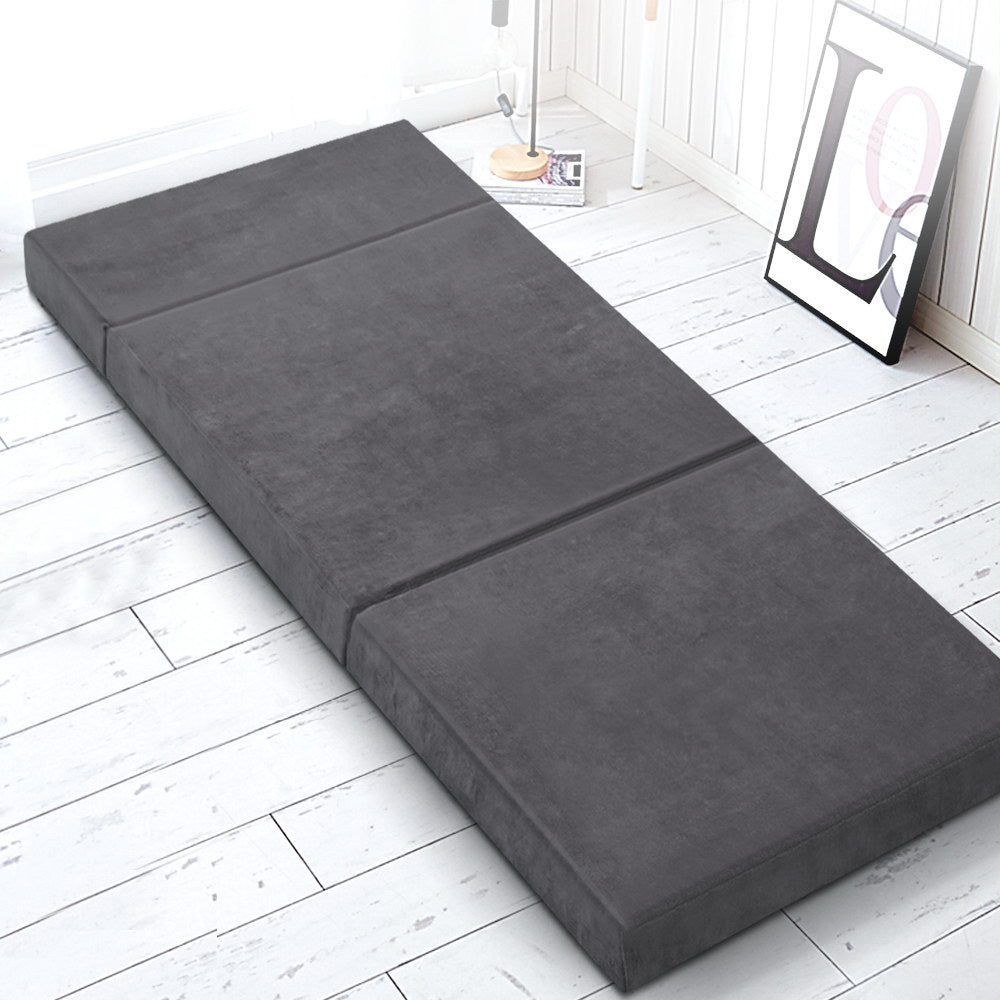 Giselle Bedding Foldable Mattress Folding Foam Bed Mat Single Grey-Mattress-PEROZ Accessories