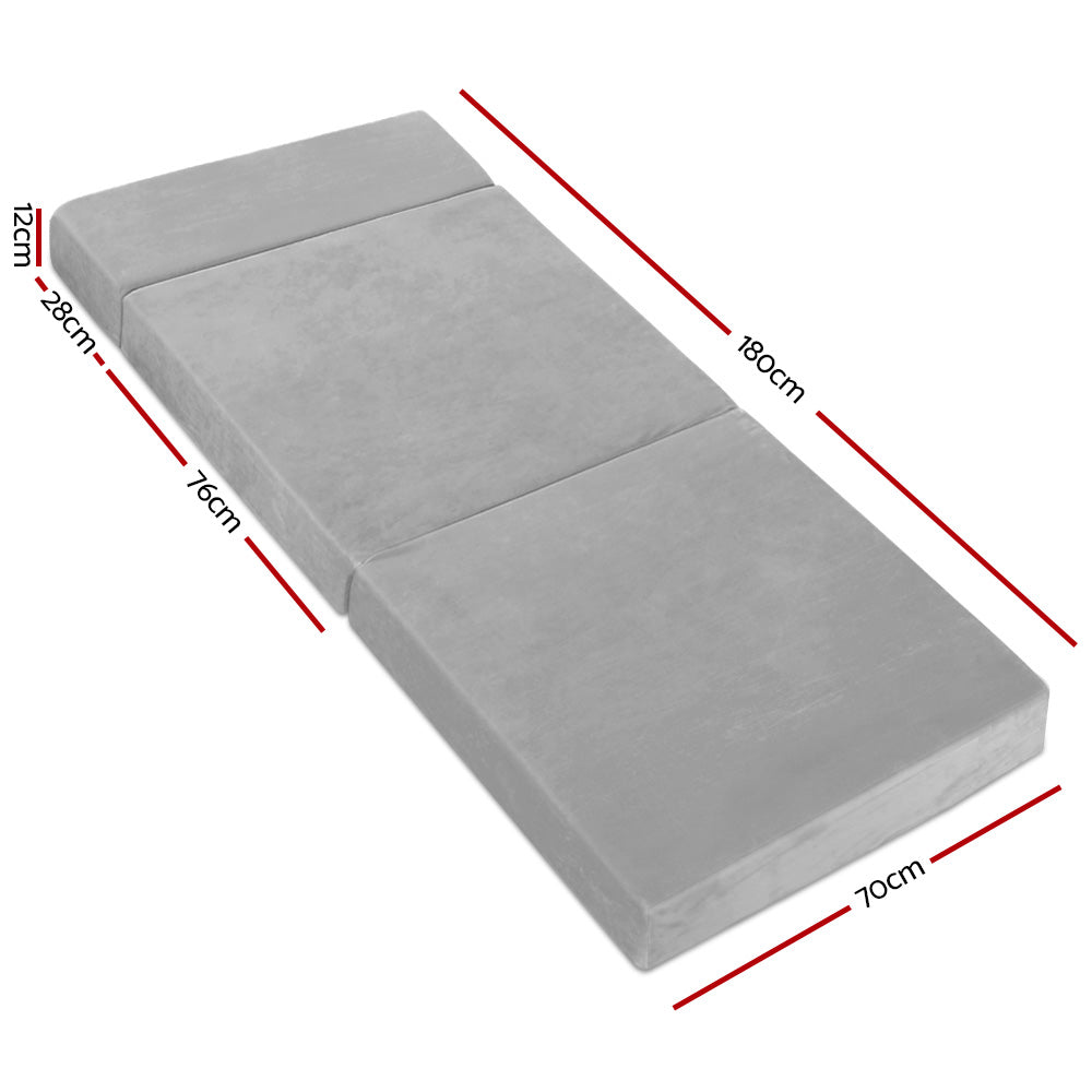 Giselle Bedding Foldable Mattress Folding Foam Bed Mat Light Grey-Mattress-PEROZ Accessories