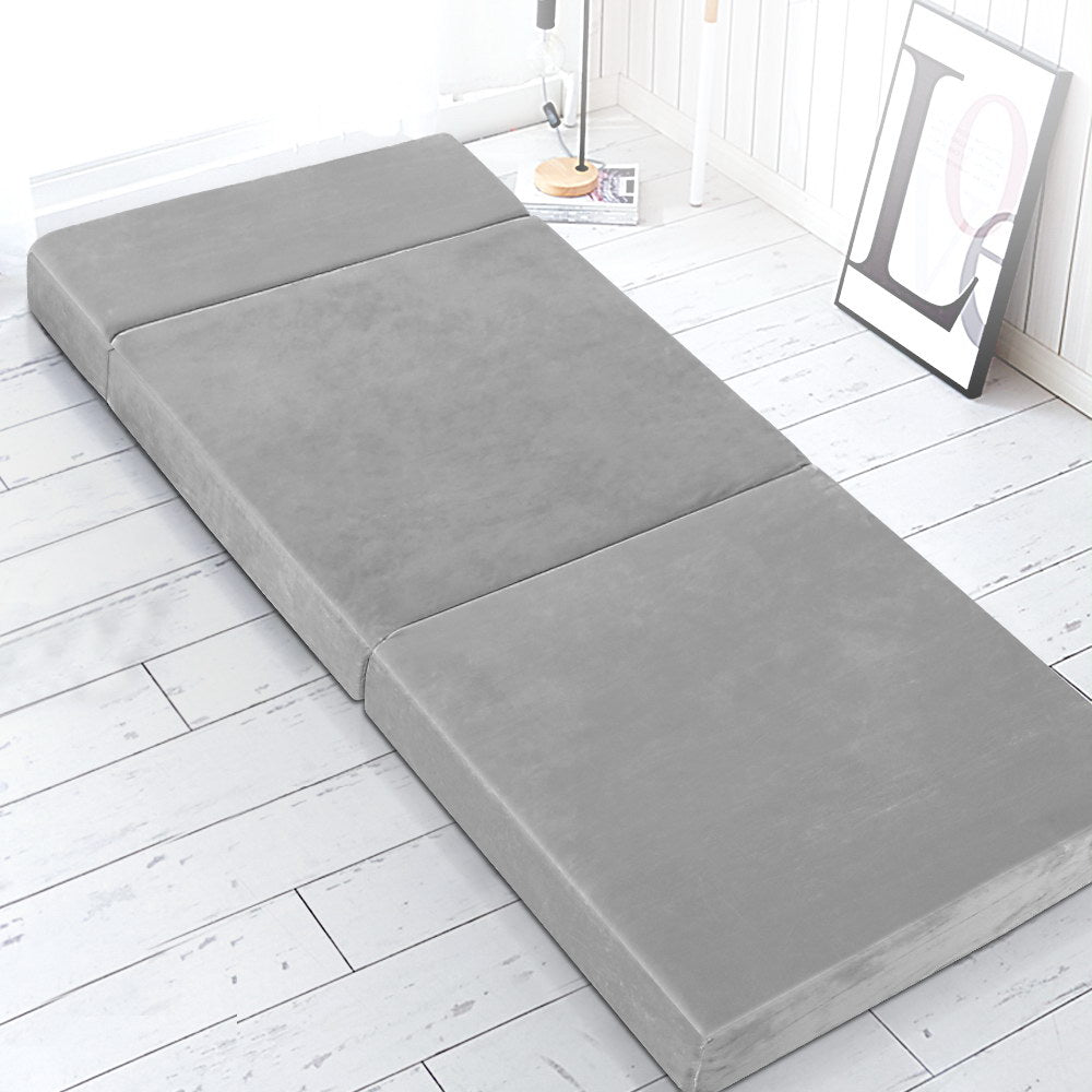 Giselle Bedding Foldable Mattress Folding Foam Bed Mat Light Grey-Mattress-PEROZ Accessories