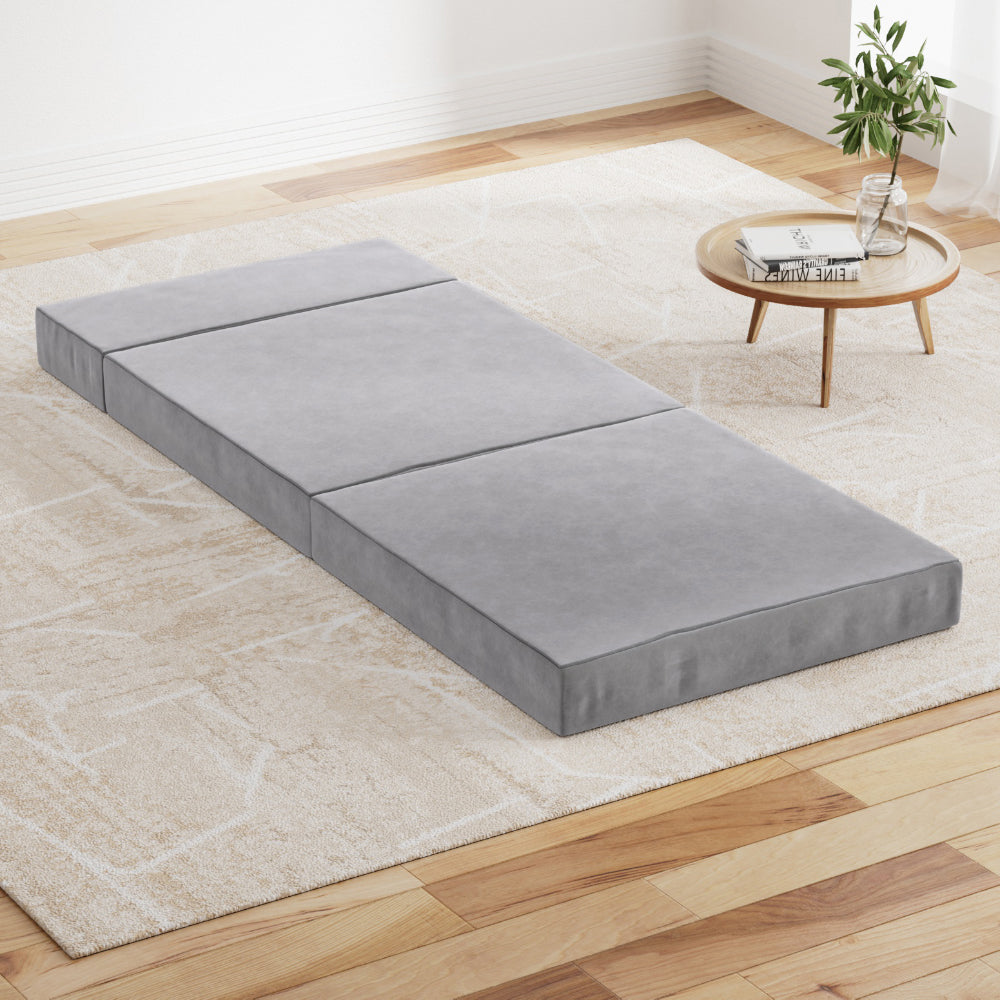 Giselle Bedding Foldable Mattress Folding Foam Bed Mat Light Grey-Mattress-PEROZ Accessories