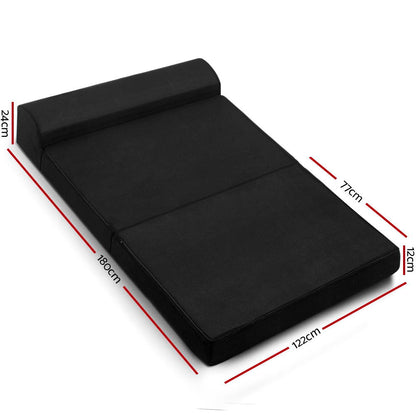 Giselle Bedding Foldable Mattress Folding Foam Bed Mat Double Black-Mattress-PEROZ Accessories