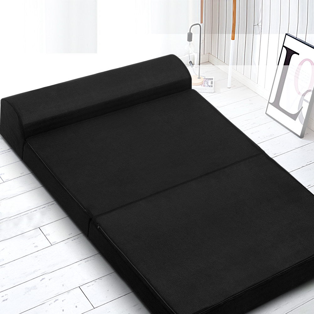 Giselle Bedding Foldable Mattress Folding Foam Bed Mat Double Black-Mattress-PEROZ Accessories