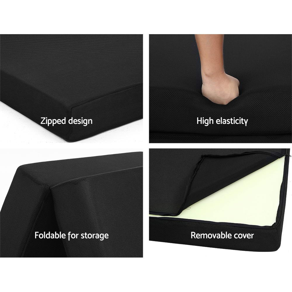 Giselle Bedding Foldable Mattress Folding Foam Bed Mat Black-Mattress-PEROZ Accessories