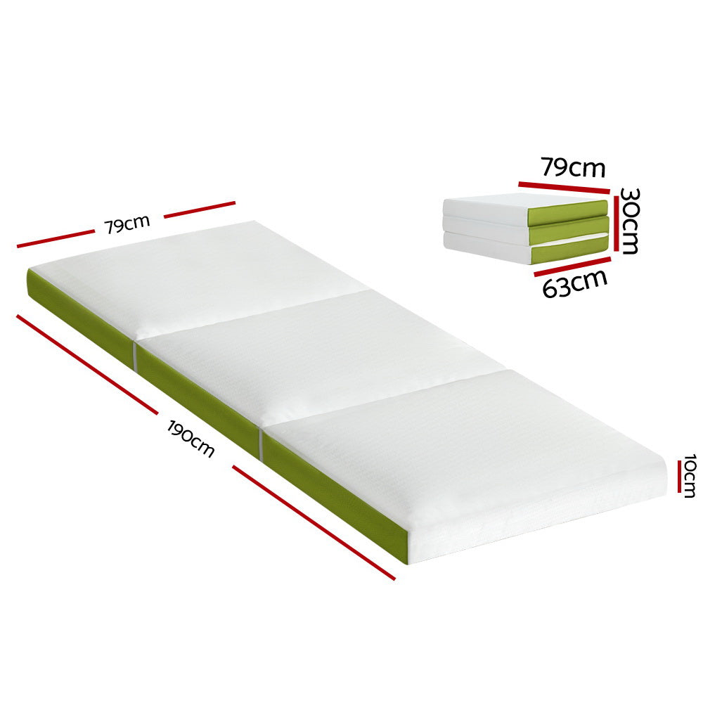 Giselle Bedding Foldable Mattress Folding Foam Trifold Green-Mattress-PEROZ Accessories