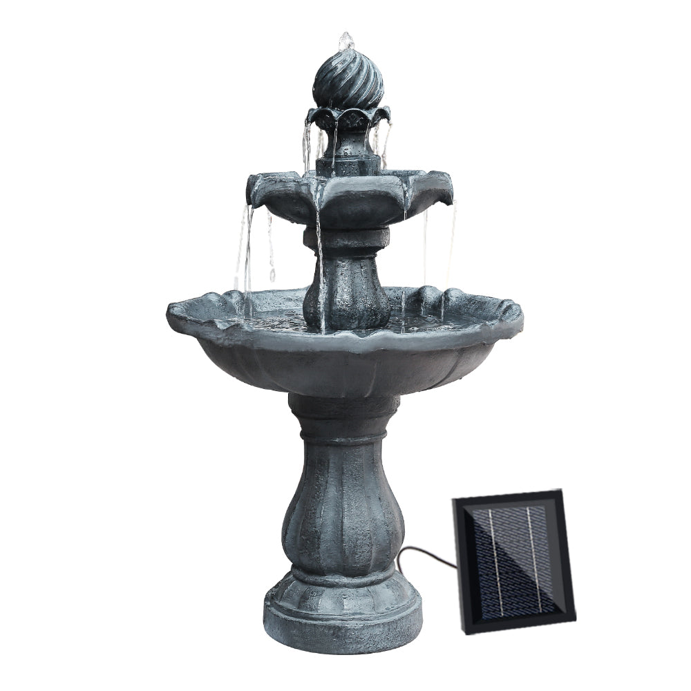 Gardeon Solar Water Feature 3 Tiers Black 93cm-Water Features-PEROZ Accessories