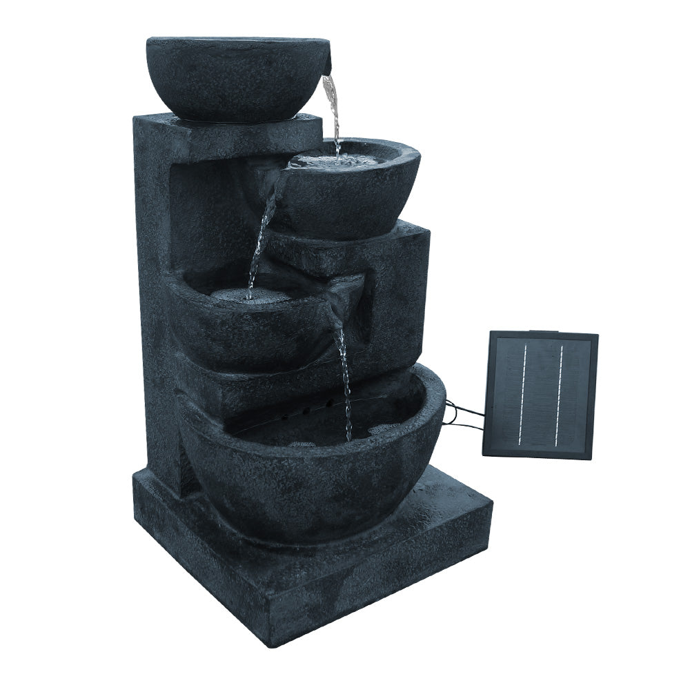 Gardeon Solar Water Feature Cascading Fountain 4-Tier Bowl LED Lights 72CM Blue-Water Features-PEROZ Accessories