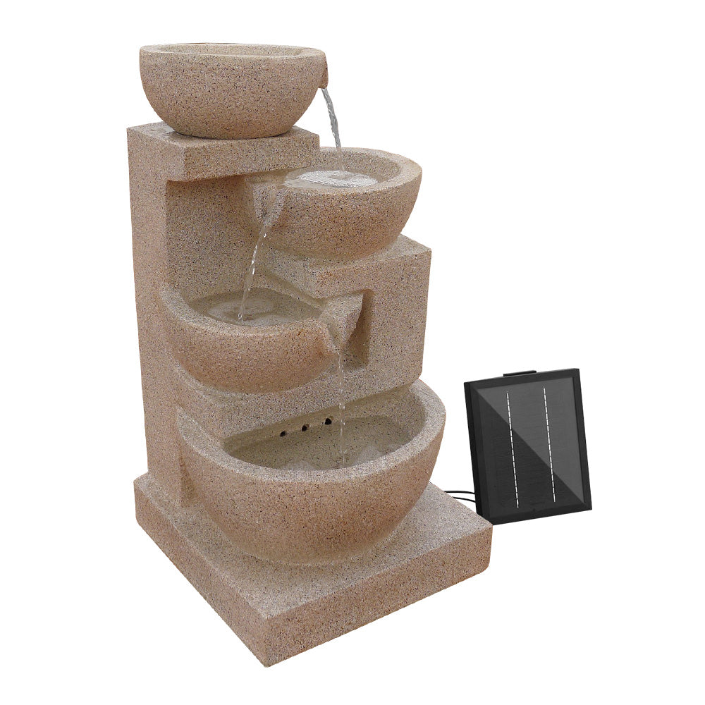 Gardeon Solar Water Feature Cascading Fountain 4-Tier Bowl LED Lights 72CM Sand-Water Features-PEROZ Accessories