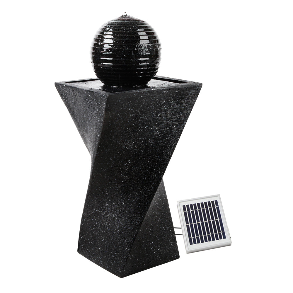 Gardeon Solar Water Feature Twisted Fountain LED Light Bird Bath 85CM Black-Water Features-PEROZ Accessories