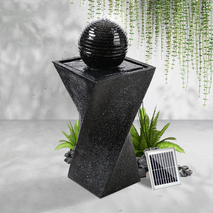 Gardeon Solar Water Feature Twisted Fountain LED Light Bird Bath 85CM Black-Water Features-PEROZ Accessories