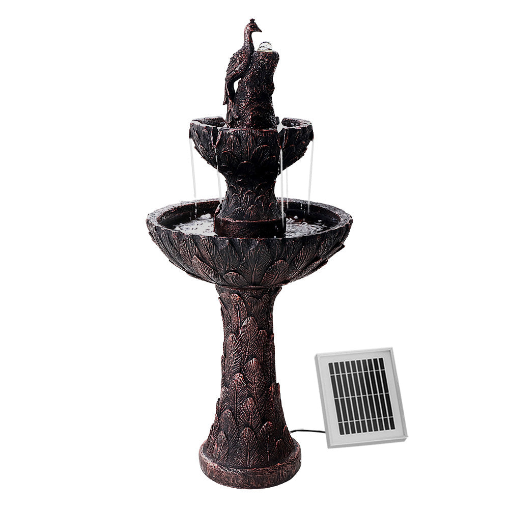 Gardeon Solar Water Feature 3-Tiers Peacock 106cm-Water Features-PEROZ Accessories