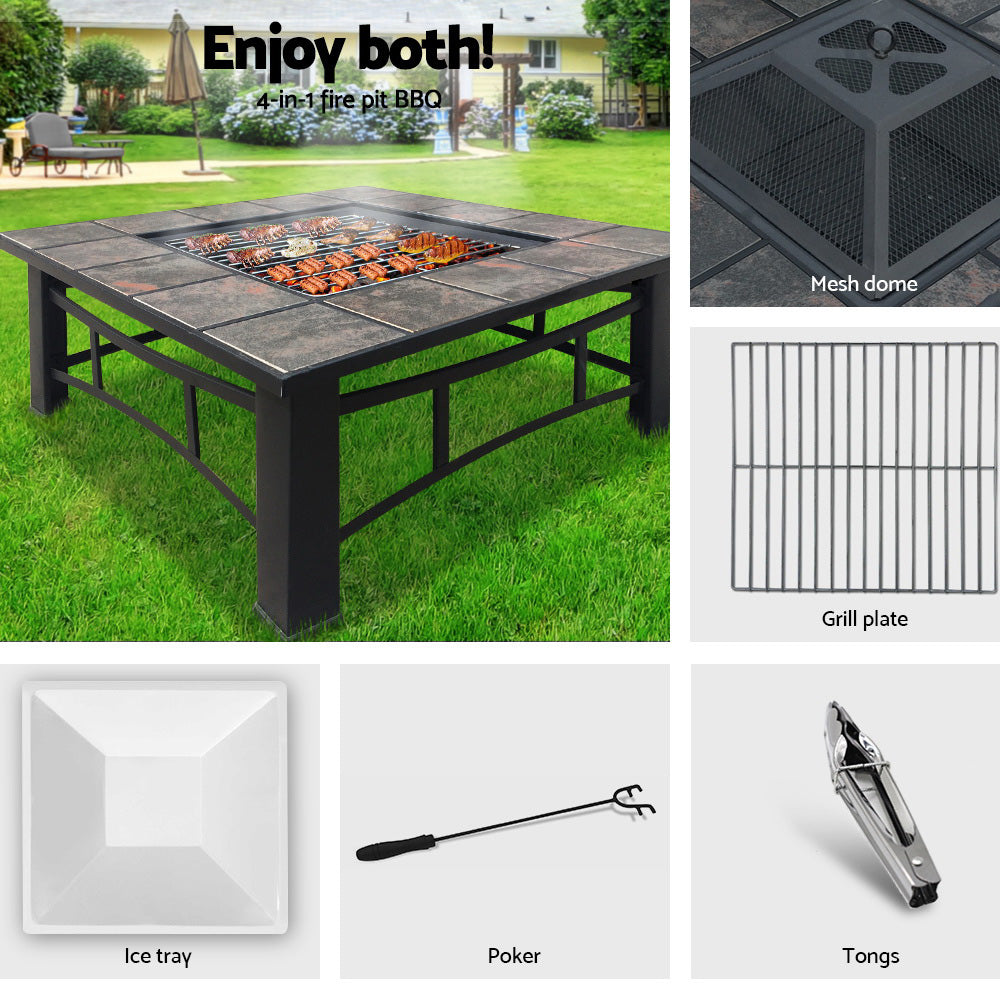 Grillz Fire Pit BBQ Grill Ice Bucket 4-In-1 Table-Home &amp; Garden &gt; BBQ &gt; BBQ Tools-PEROZ Accessories