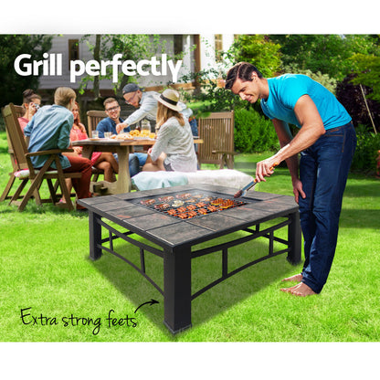 Grillz Fire Pit BBQ Grill Ice Bucket 4-In-1 Table-Home &amp; Garden &gt; BBQ &gt; BBQ Tools-PEROZ Accessories