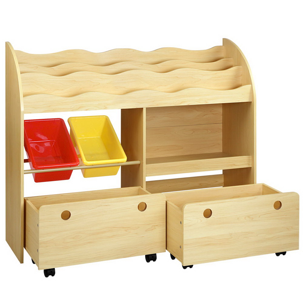 Keezi 3 Tiers Kids Bookshelf Storage Children Bookcase Toy Box Organiser Display-Bookcases &amp; Shelves-PEROZ Accessories