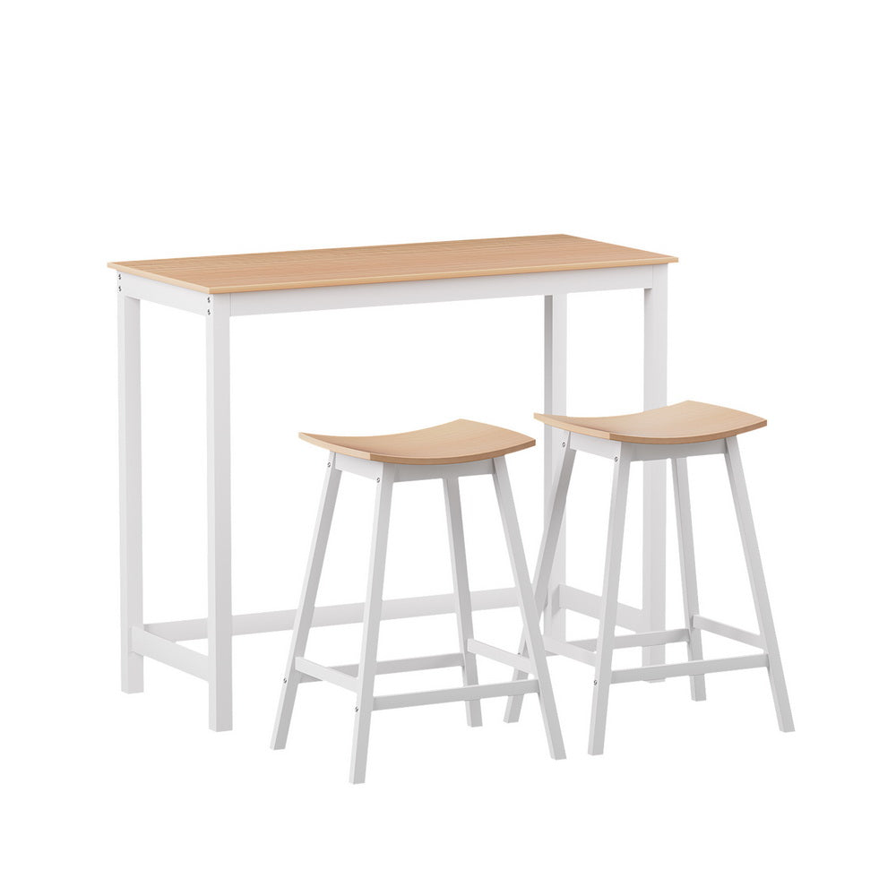 Artiss Bar Table and Stools Set Dining Desk Solid Wood Kitchen Chairs Cafe Pub-Furniture &gt; Dining-PEROZ Accessories