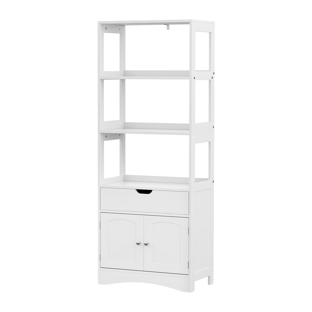 Artiss Bathroom Floor Storage Cabinet with 2 Drawers 3 Open Shelves 2 Doors White-Furniture &gt; Bathroom &gt; Bathroom Cabinets, Cupboards &amp; Storage-PEROZ Accessories